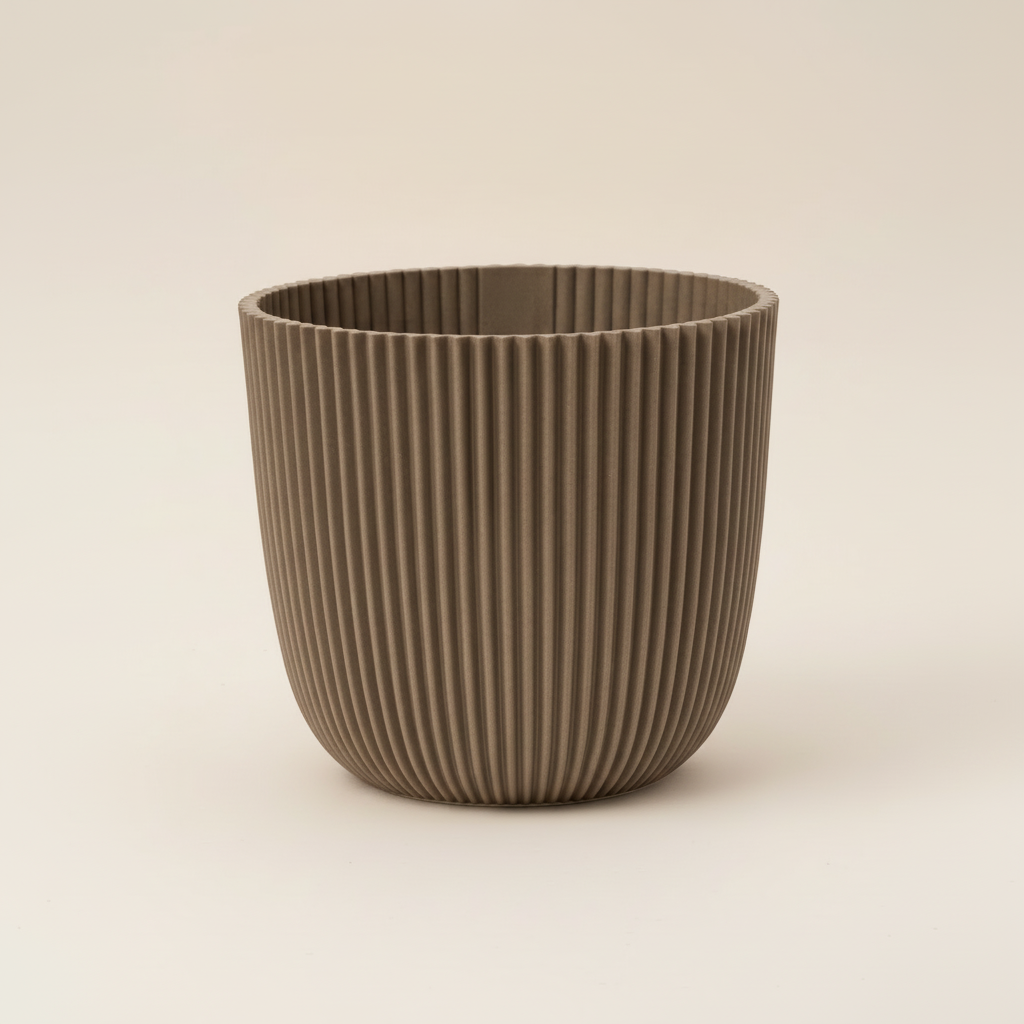 Pot Capi Nature Groove taupe D17 cm pour plantes de taille moyenne