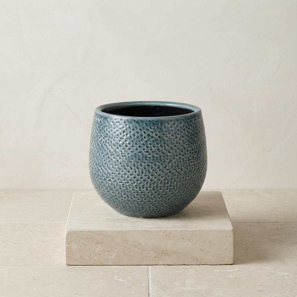 Pot Gabriel Rond bleu D14 cm pour plantes d’intérieur