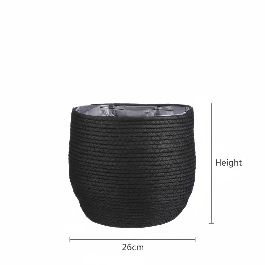 Pot Panier Jorck Noir D26 cm pour plantes et décoration