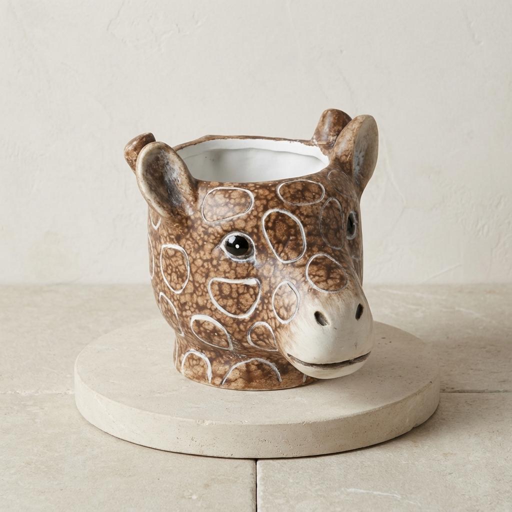Pot Cache-pot Girafe brun D11/14 cm pour petites plantes d’intérieur