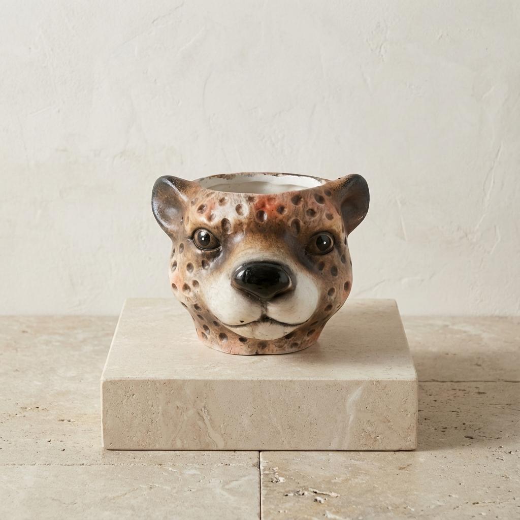 Pot Cache‑pot Léopard brun D12 cm pour petites plantes d’intérieur