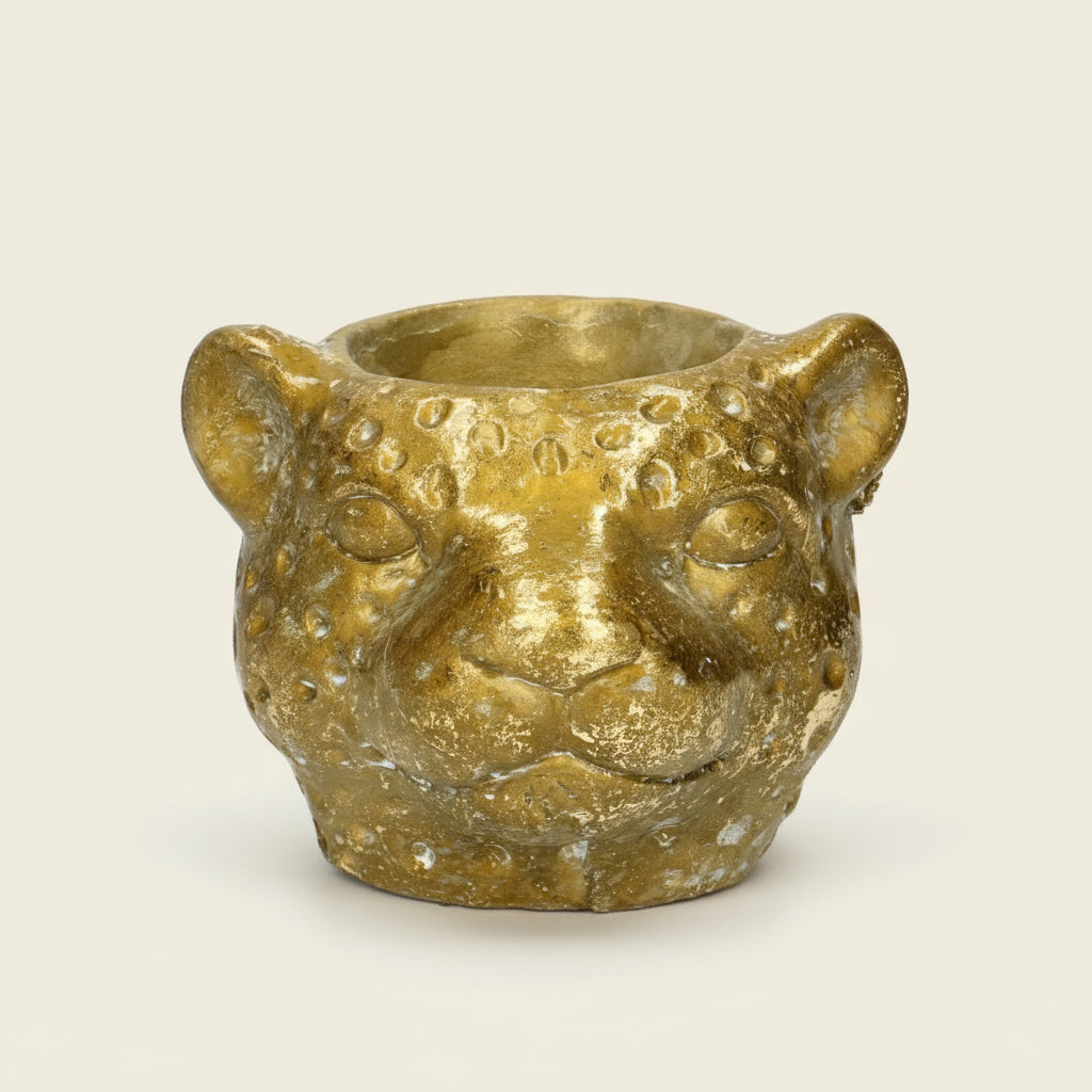 Pot Cache‑pot Léopard doré D12 cm pour petites plantes d’intérieur
