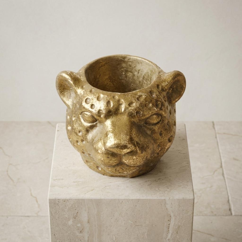 Pot Cache‑pot Léopard doré D12 cm pour petites plantes d’intérieur