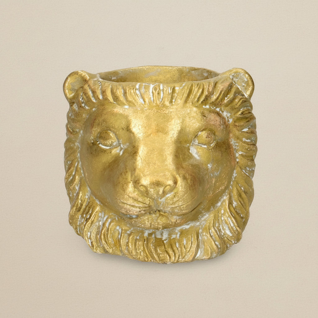 Pot Cache-pot Lion doré D11/13 cm pour petites plantes d’intérieur