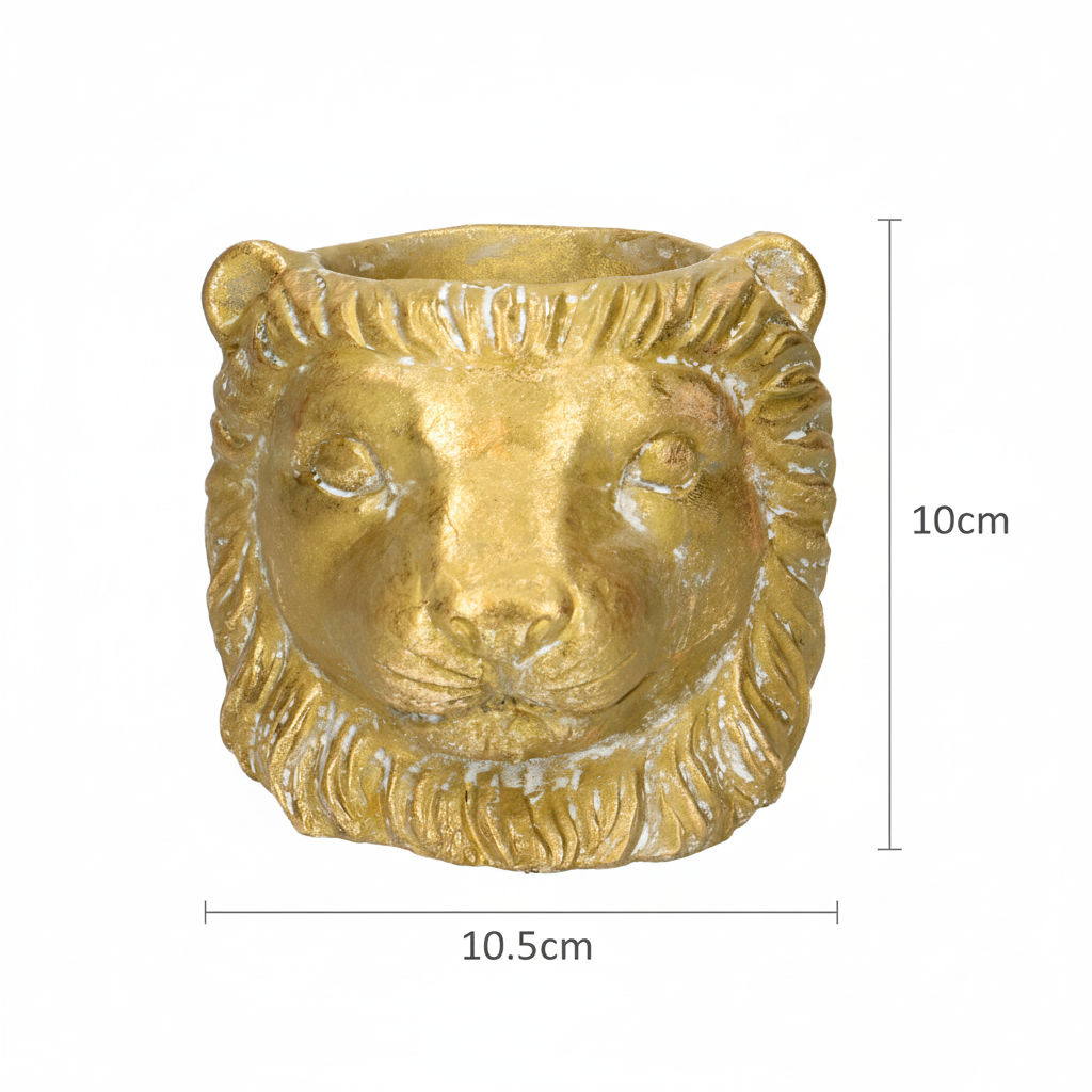 Pot Cache-pot Lion doré D11/13 cm pour petites plantes d’intérieur