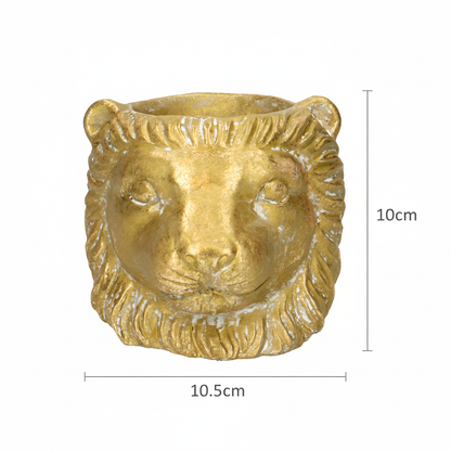 Pot Cache-pot Lion doré D11/13 cm pour petites plantes d’intérieur