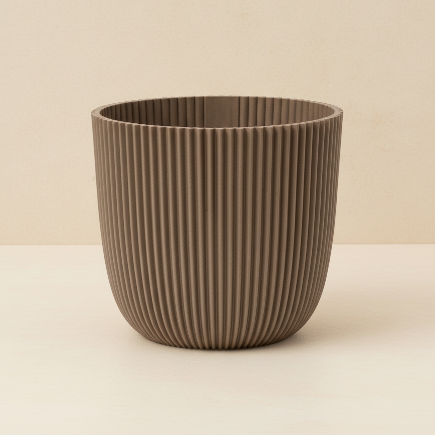Pot Capi Nature Groove taupe D25 cm pour plantes de taille moyenne à grande