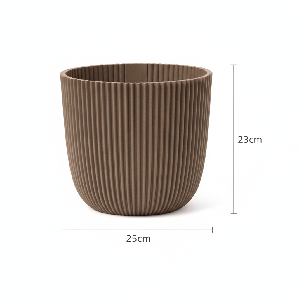 Pot Capi Nature Groove taupe D25 cm pour plantes de taille moyenne à grande