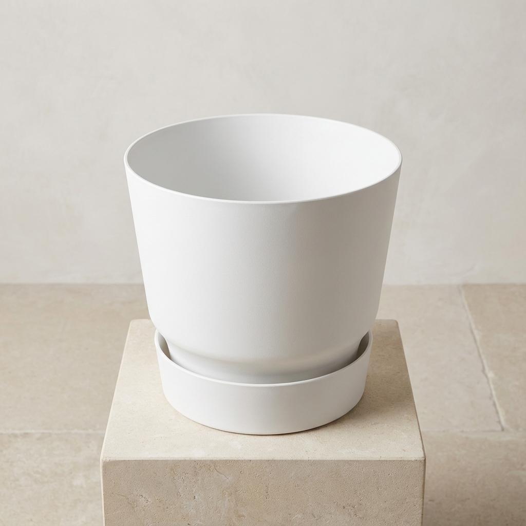 Pot Elho Greenville rond blanc D30 cm pour plantes d’intérieur