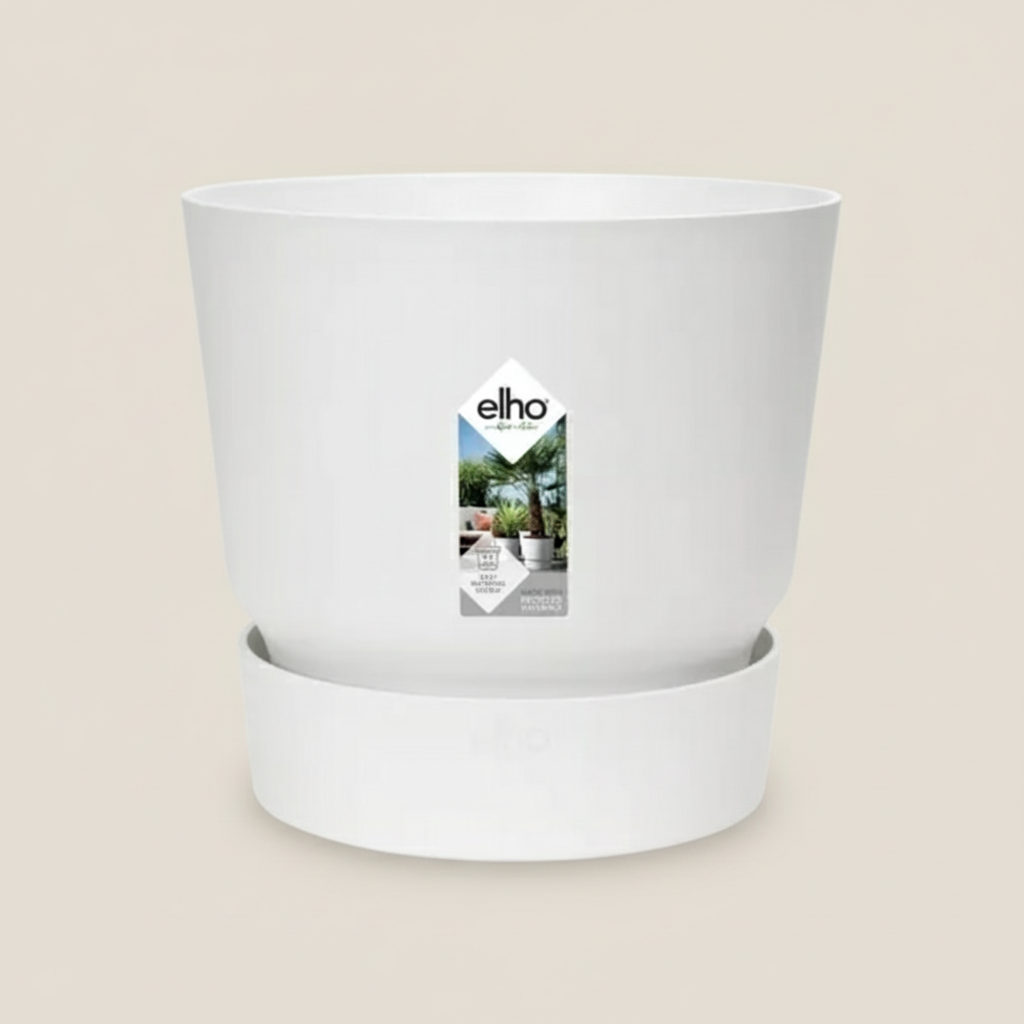 Pot Elho Greenville rond blanc mat D20 cm pour plantes d’intérieur