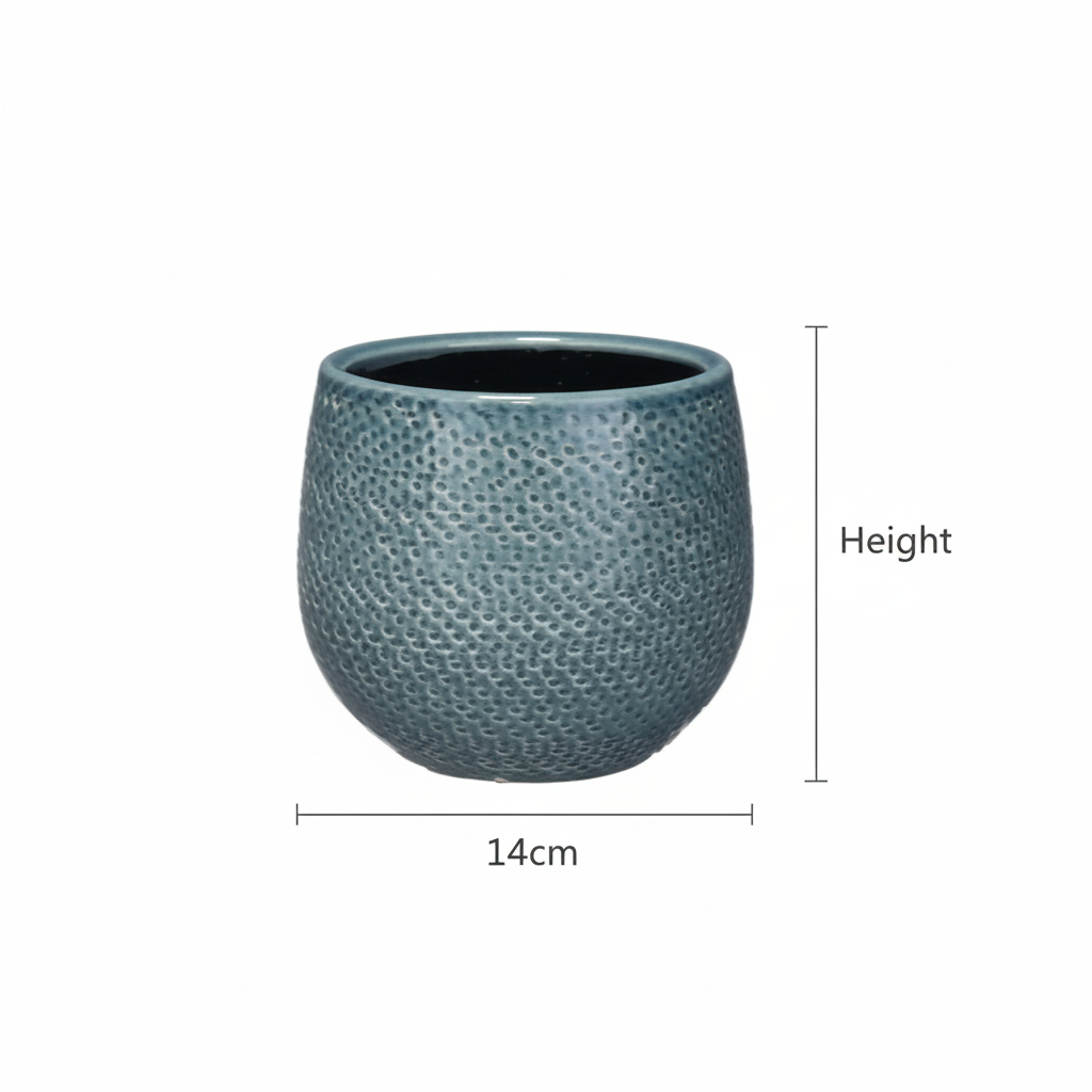 Pot Gabriel Rond bleu D14 cm pour plantes d’intérieur