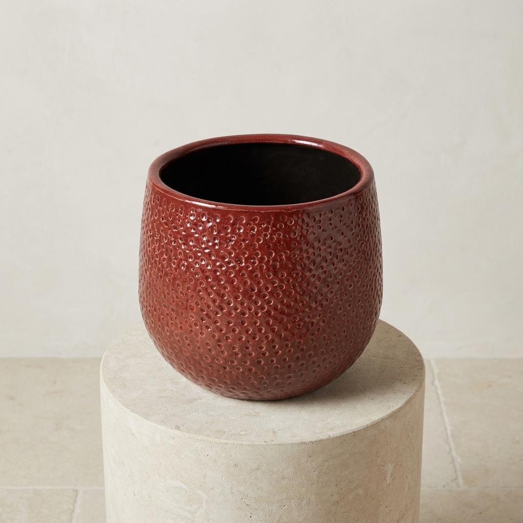 Pot Gabriel Rond bordeaux D14 cm pour plantes d’intérieur