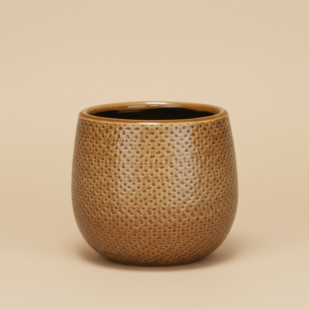 Pot Gabriel Rond ocre D14 cm pour plantes d’intérieur
