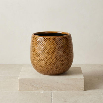 Pot Gabriel Rond ocre D14 cm pour plantes d’intérieur