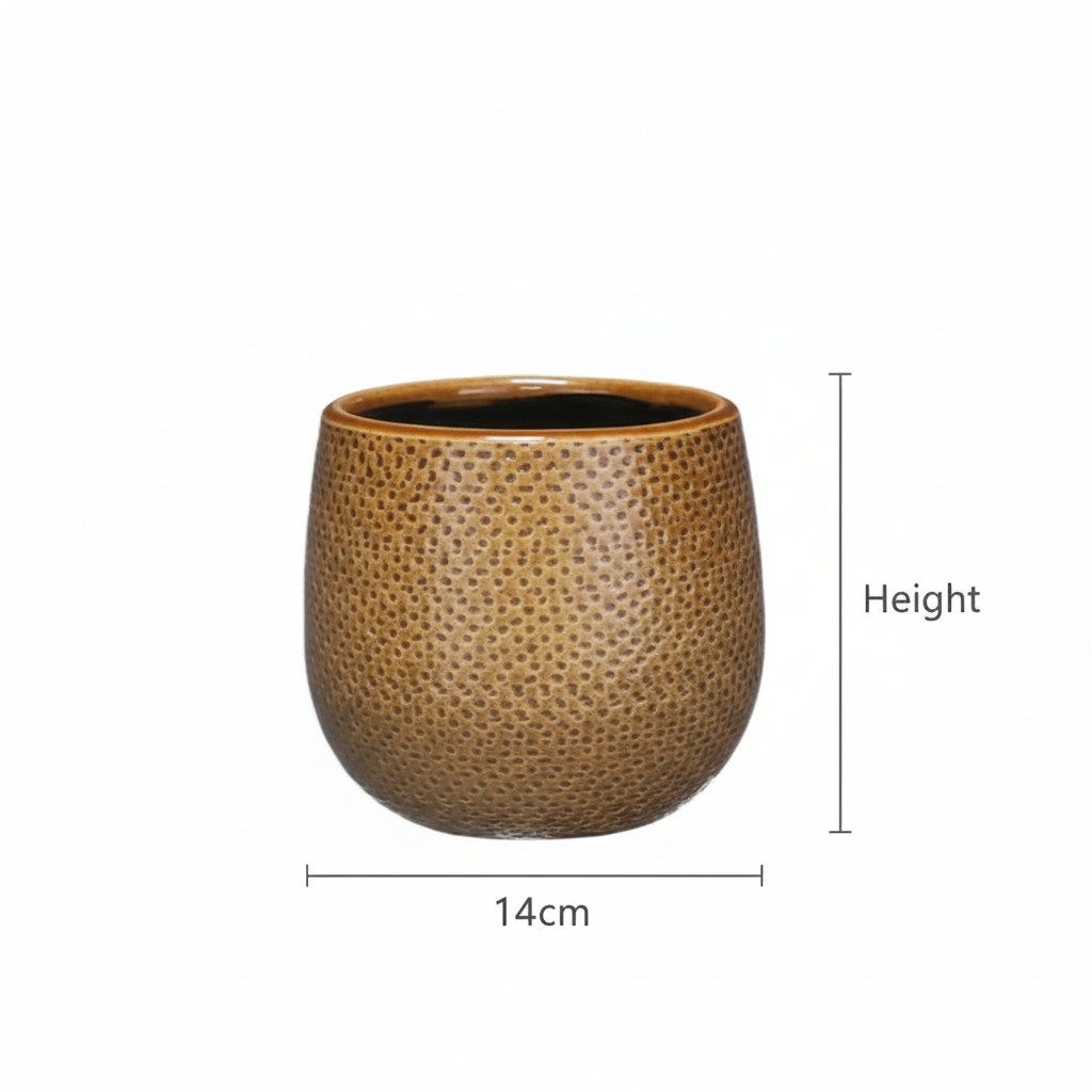 Pot Gabriel Rond ocre D14 cm pour plantes d’intérieur