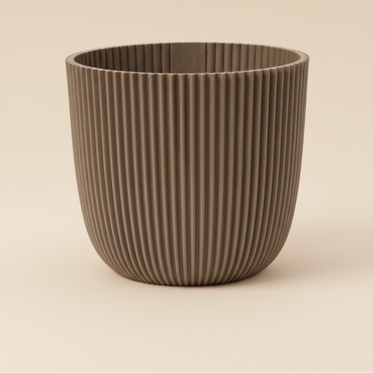 Pot Nature Groove taupe D22 cm pour plantes de taille moyenne