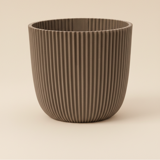 Pot Nature Groove taupe D22 cm pour plantes de taille moyenne