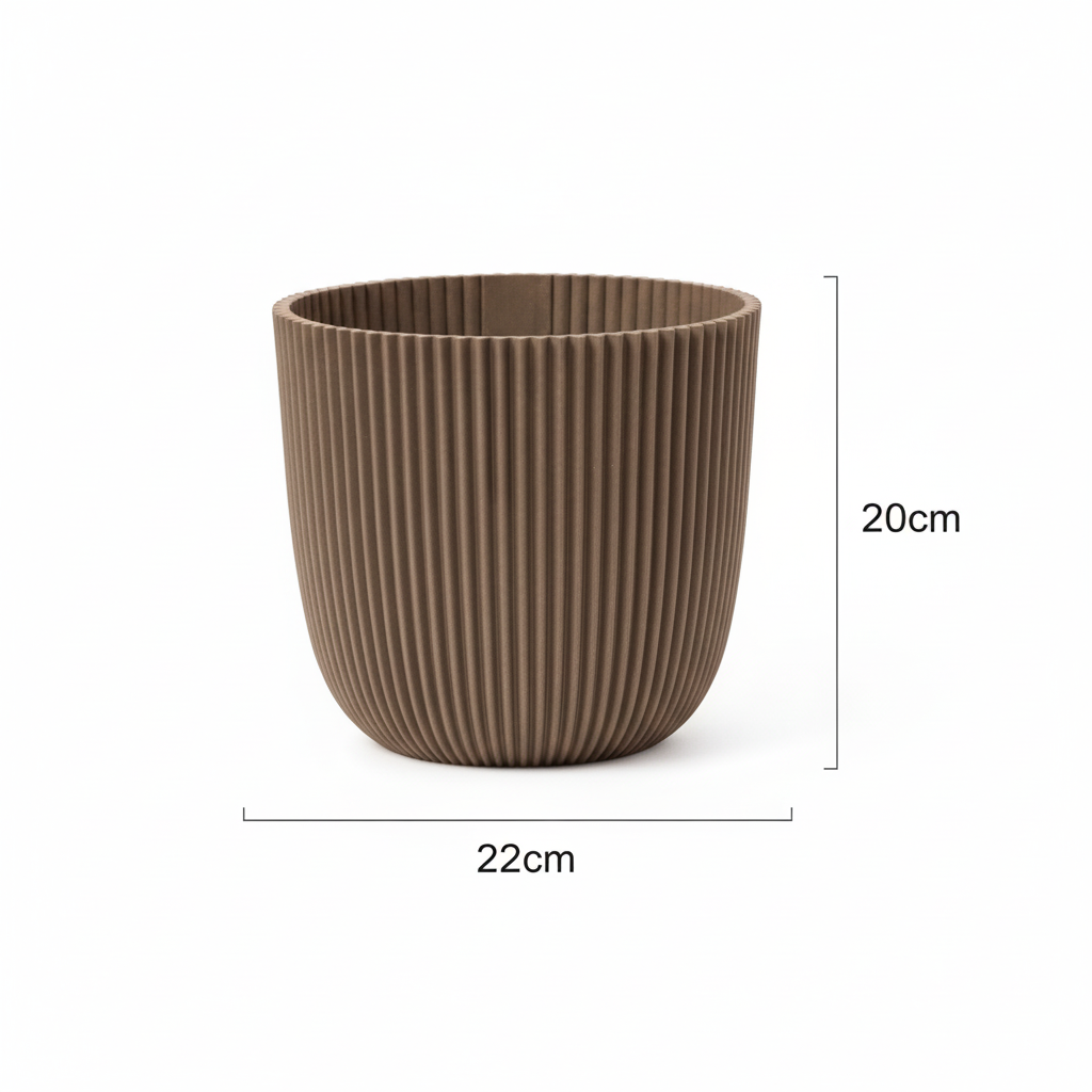 Pot Nature Groove taupe D22 cm pour plantes de taille moyenne