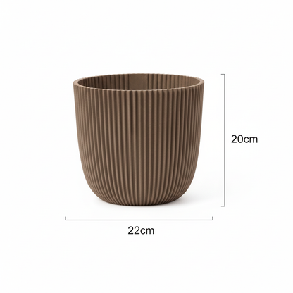 Pot Nature Groove taupe D22 cm pour plantes de taille moyenne