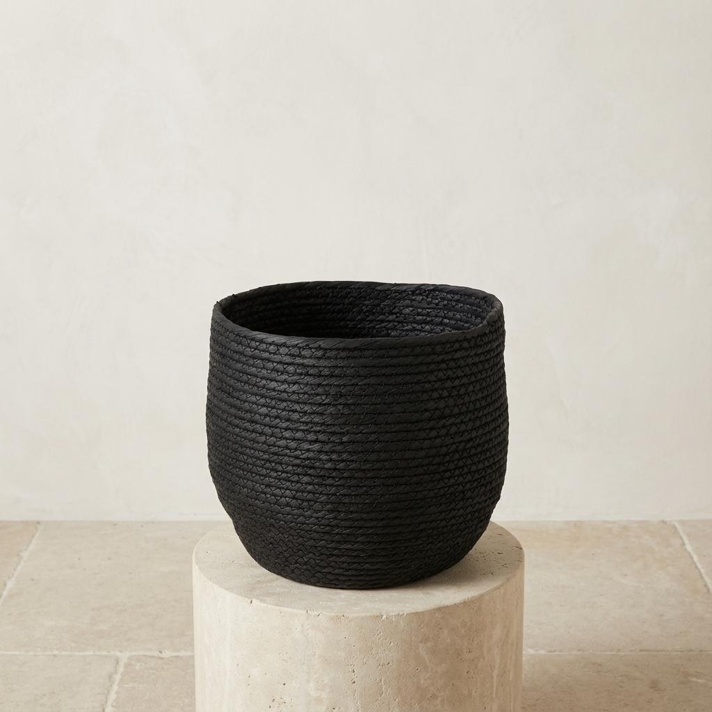 Pot Panier Jorck Noir D26 cm pour plantes et décoration