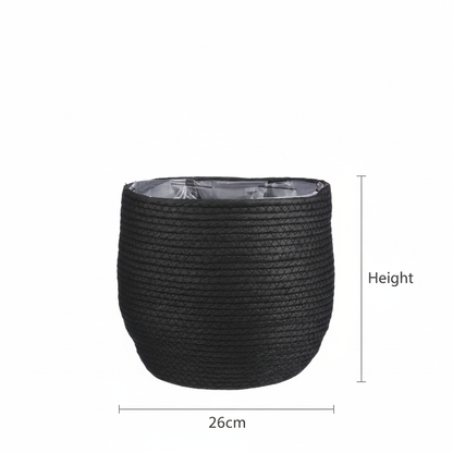 Pot Panier Jorck Noir D26 cm pour plantes et décoration