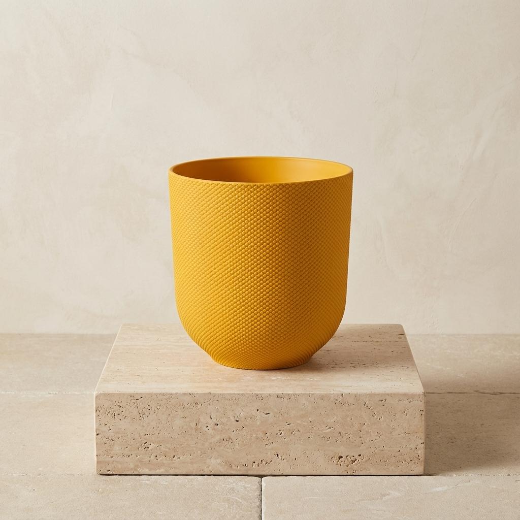 Elho Jazz Round Amber Yellow Pot - D19cm